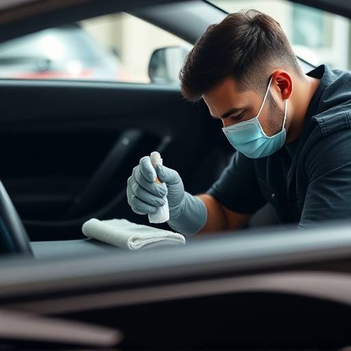 Especialista realizando detailing en el interior de un coche