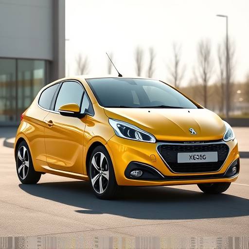 Peugeot 208 amarillo, coche compacto y moderno